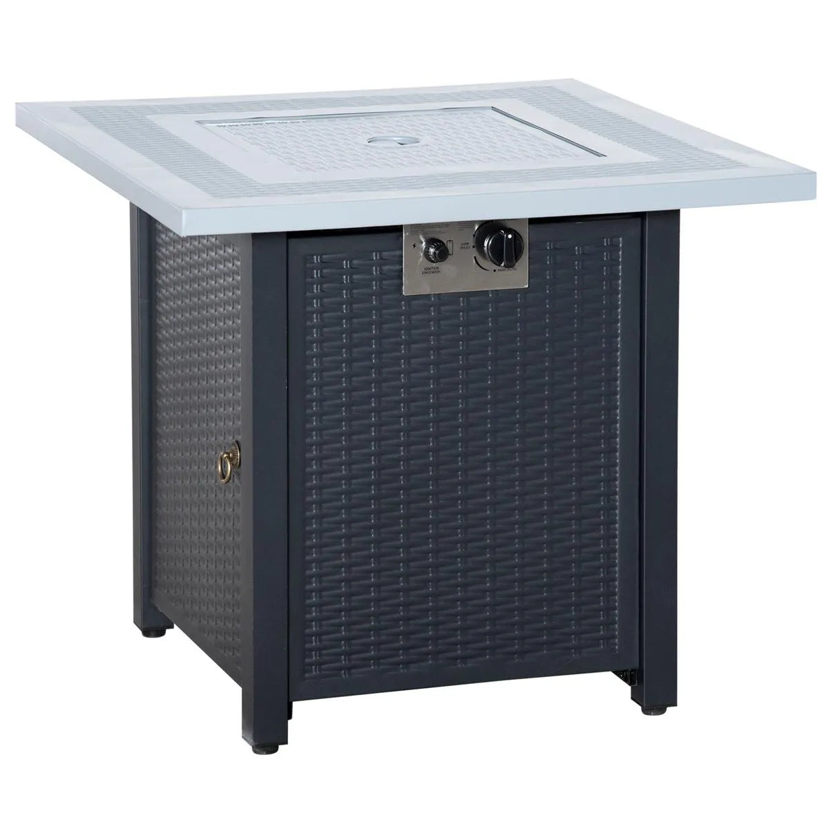 Gas Fire Pit Table, 40,000 BTU, 71×71cm, Black / Grey