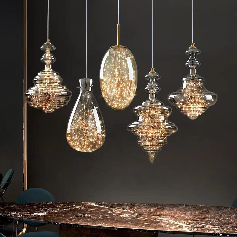 Pendant Light Gray Glass LED - VAULTX | Romantic Glow