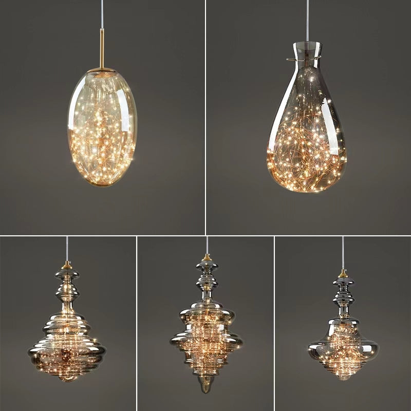 Pendant Light Gray Glass LED - VAULTX | Romantic Glow