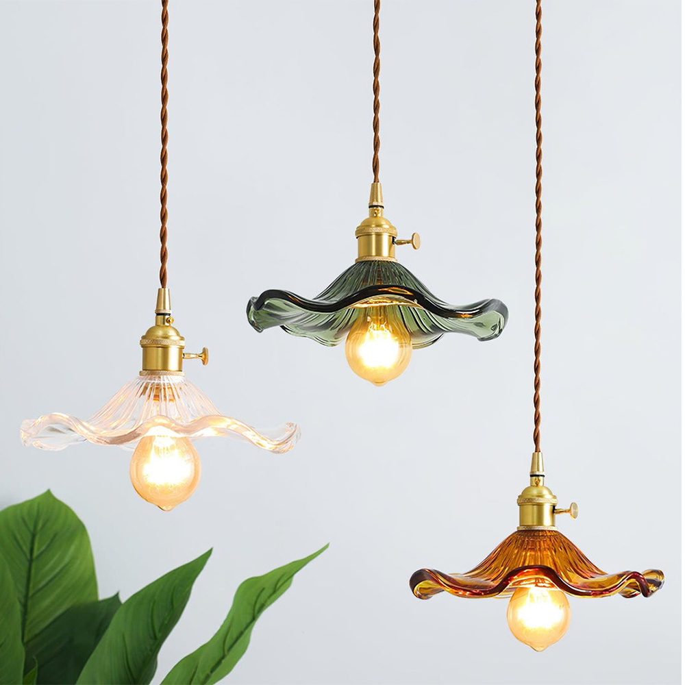 Pendant Light Green Glass Brass - SENZOR | Elegant Ambiance