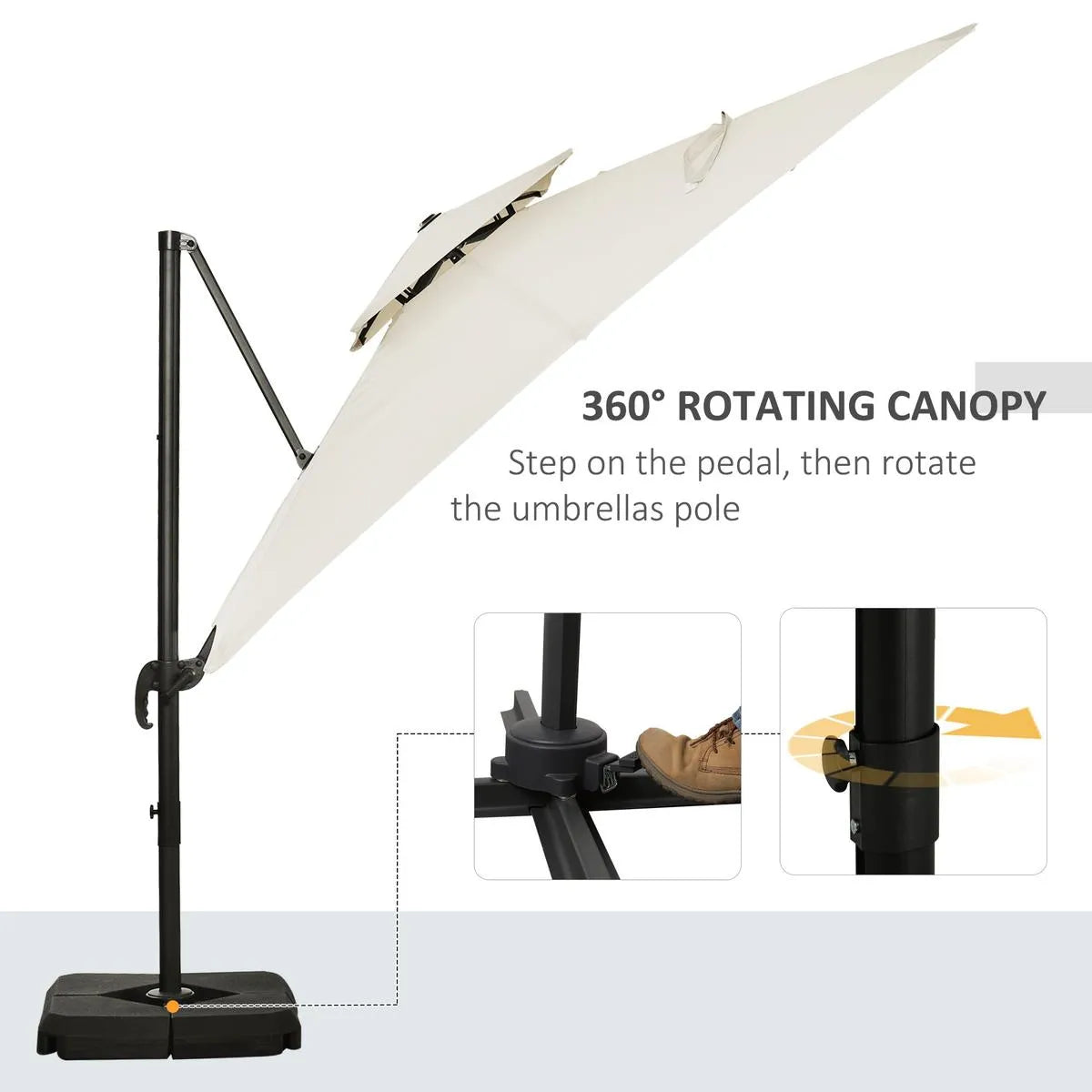Steel Frame Outdoor Roma Cantilever Umbrella Garden Sun Shade