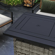 Fire Pit Table, 50,000 BTU, 72.5×72.5cm, Grey with Cover