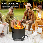Smokeless Fire Pit Steel with Poker, Grey