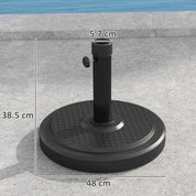 Garden Parasol Base 22kg Round HDPE Sun Umbrella Stand Heavy Duty for 38mm or 48mm Outdoor Poles, Black