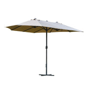 Double-Sided Sun Umbrella Canopy 4.6m Crank Shade with Cross Base, Khaki