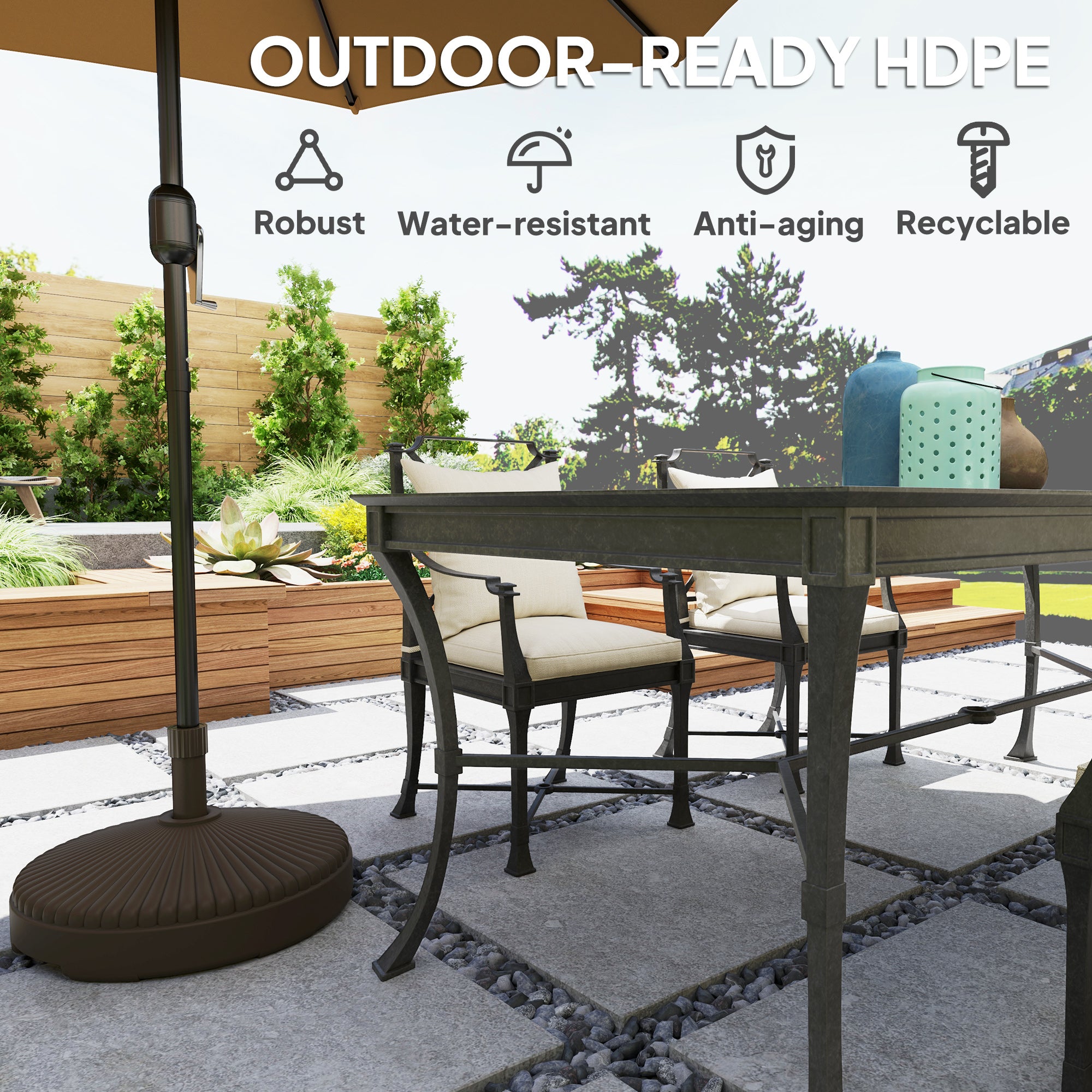 Garden Parasol Base Holder 28kg Sand Filled 23kg Water Filled Outdoor Umbrella Stand Weight, Brown