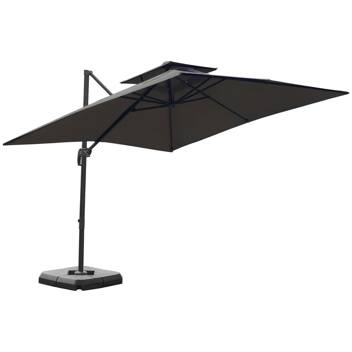 Cantilever Parasol 360° Rotation Angle Adjustment Outdoor Market Garden Umbrella, Dark Grey