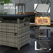 Fire Pit Table, 50,000 BTU, 72.5×72.5cm, Grey with Cover