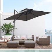 Cantilever Parasol 360° Rotation Angle Adjustment Outdoor Market Garden Umbrella, Dark Grey