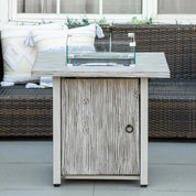 Gas Fire Pit Table, 50,000 TB, 71cm, Grey with Cover and Glass Screen