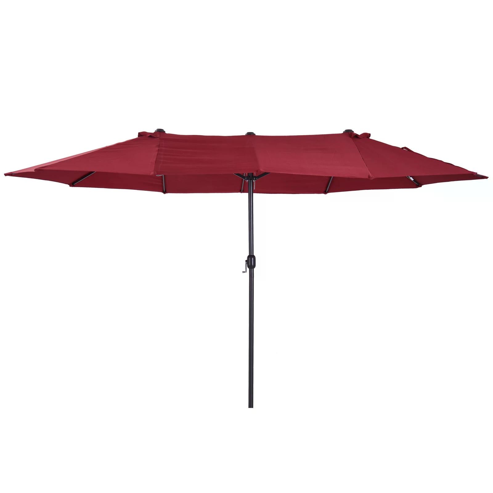 Double-Sided Patio Parasol Sun Umbrella 4.6m, Wine Red