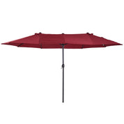 Double-Sided Patio Parasol Sun Umbrella 4.6m, Wine Red