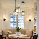 Kristy Suspension Ronde/Carré Nordique, Métal/Verre, Noir/Or, Salon/Bar