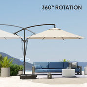 Garden Cantilever Parasol 3m with Fillable Base up to 90kg Wind Strap Cover Round Banana Hanging Umbrella Crank Tilt UPF50+, Cream