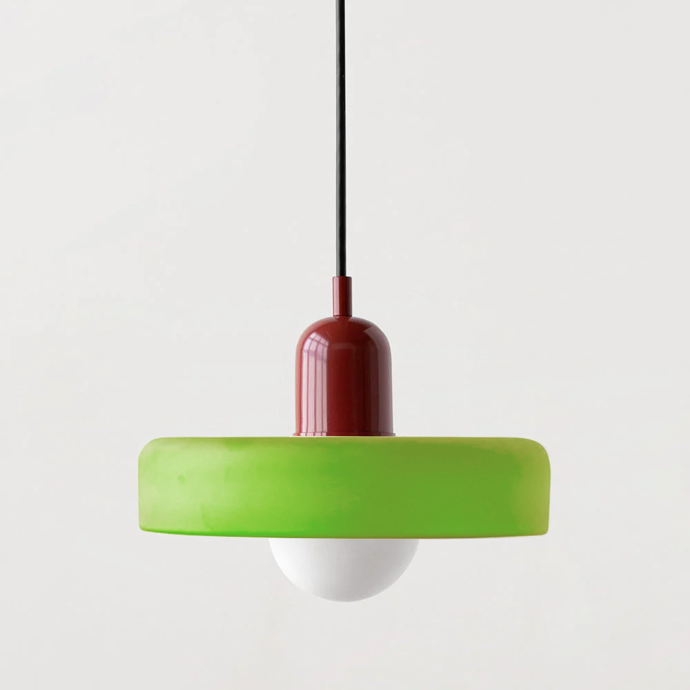 Pendant Light Green Glass Red - MODUSX | Bauhaus Style