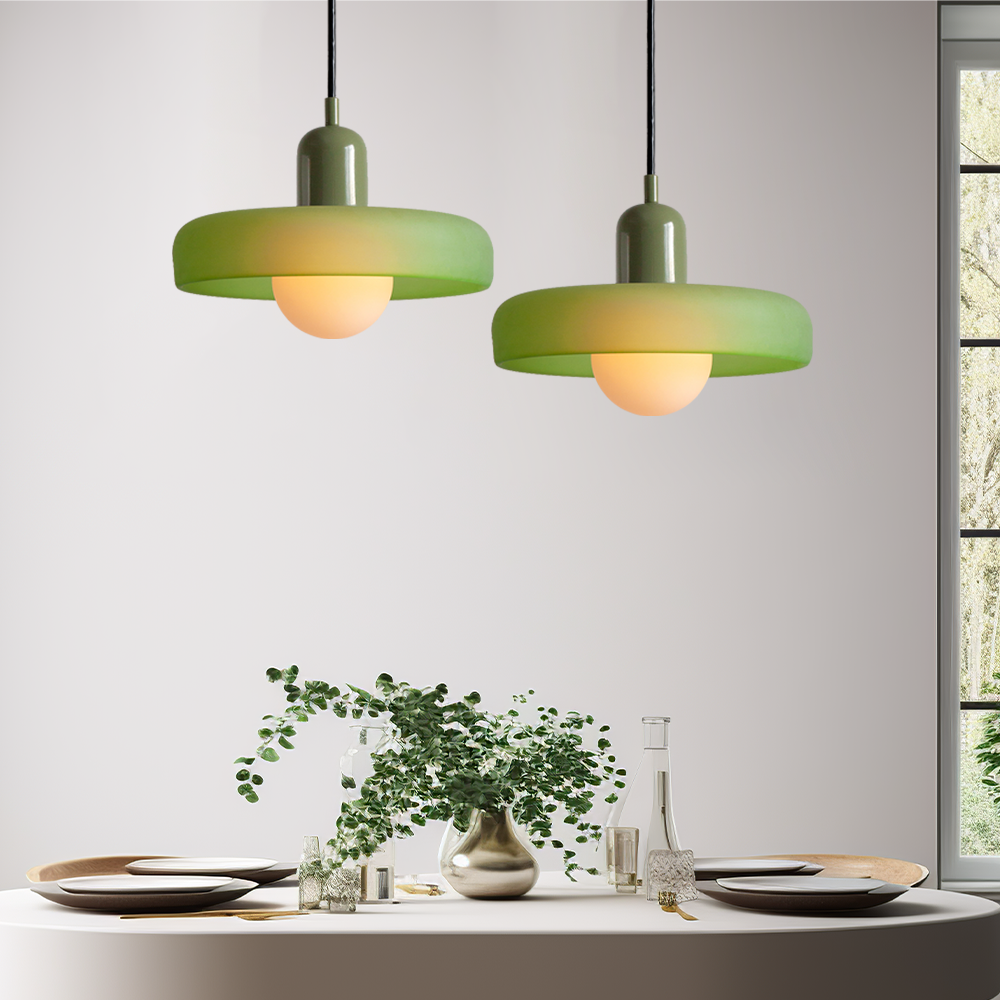 Pendant Light Green Glass Red - MODUSX | Bauhaus Style