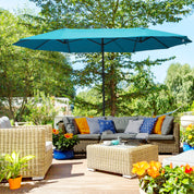 Double Garden Parasol 4.6m Outdoor Patio Sun Umbrella, Sky Blue