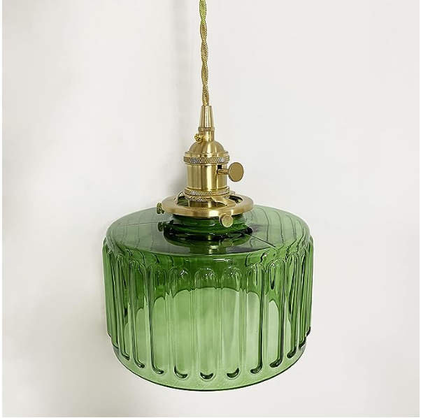 Pendant Light Green Glass - SAIPHX | Vintage Elegance