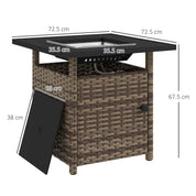Fire Pit Table, 50,000 BTU, 72.5×72.5cm, Brown with Cover