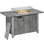 Gas Fire Pit Table, 50,000 BTU, Grey with Cover and Glass Screen