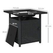 Fire Pit Table, 50,000 BTU, 72.5×72.5cm, Black with Cover