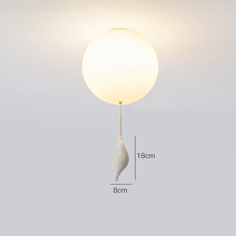 Fateh Suspension/ Plafonnier Ballon Moderne, Résine/Acrylique, Blanc, Chambre