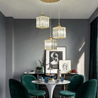 Kristy Suspension Ronde/Carré Nordique, Métal/Verre, Noir/Or, Salon/Bar