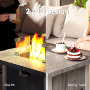 Gas Fire Pit Table, 50,000 BTU, Dark Grey with Cover