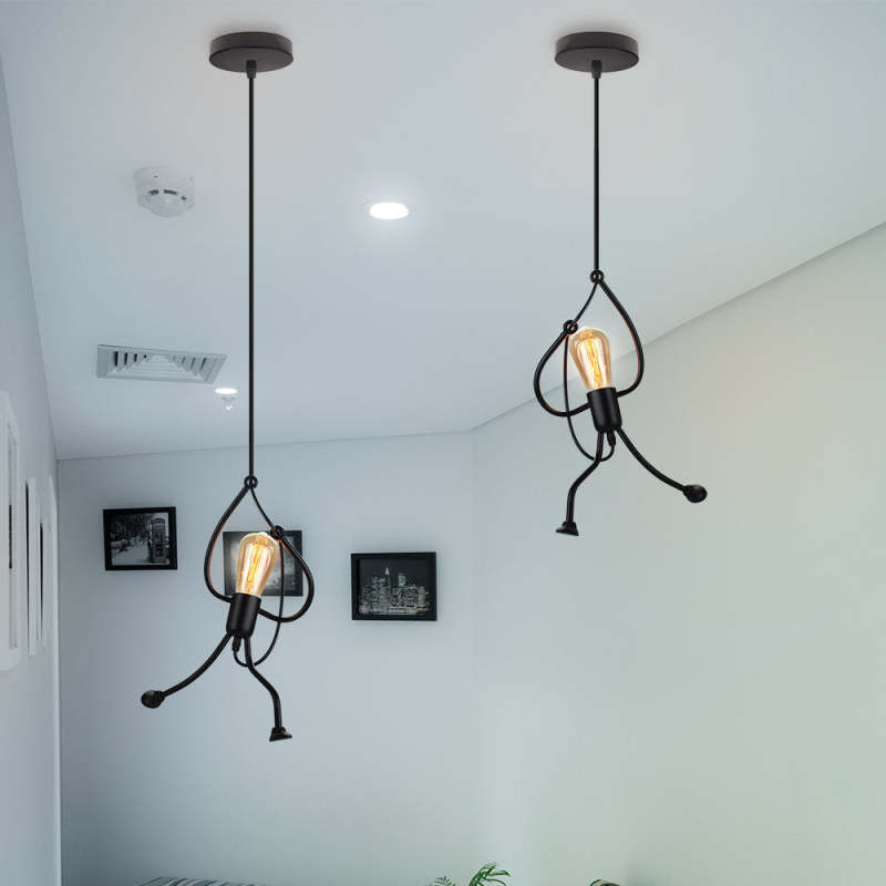 Pendant Light Retro Iron Man Black - SPICAX | Nostalgic Charm