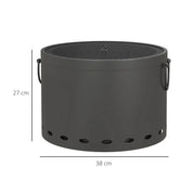 Smokeless Fire Pit Portable Wood Burning, 38cm, Dark Grey with Spark Screen and Poker for Garden Patio Picnic Bonfire Stove