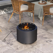 Smokeless Fire Pit Portable Wood Burning, 48.5cm, Black with Poker for Garden Camping Bonfire Party