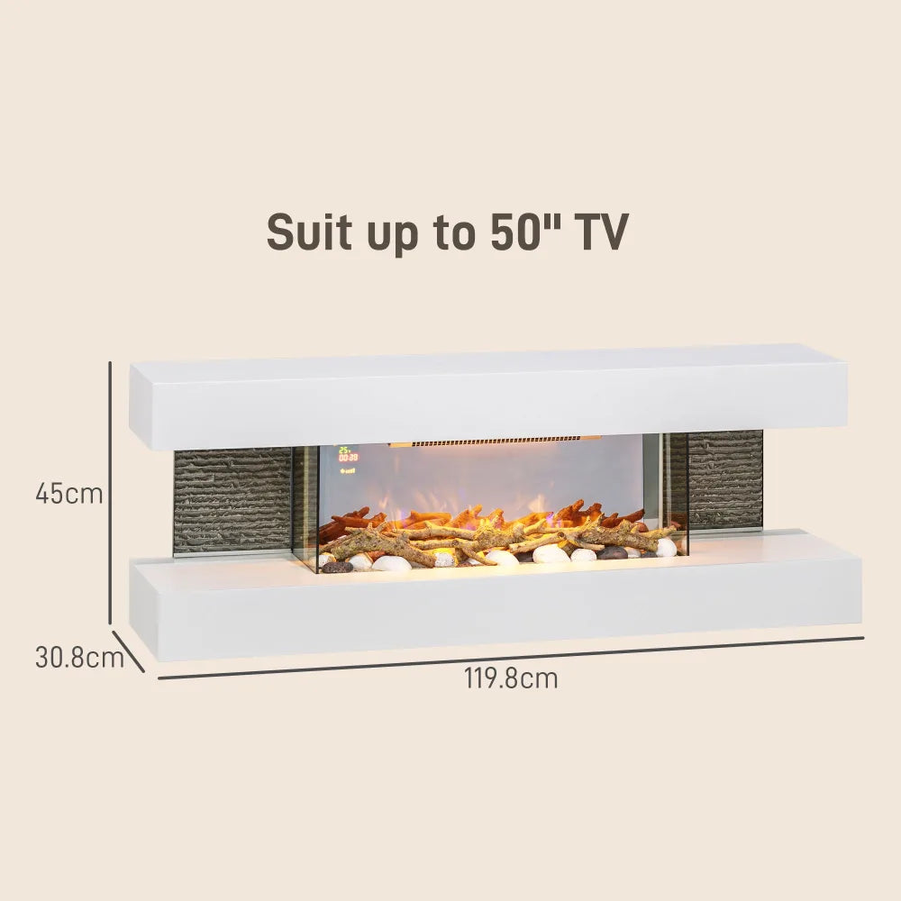 Electric Fireplace – White Mantel, Adjustable 3D Flame | Ambiance with/without Heat - Image 5