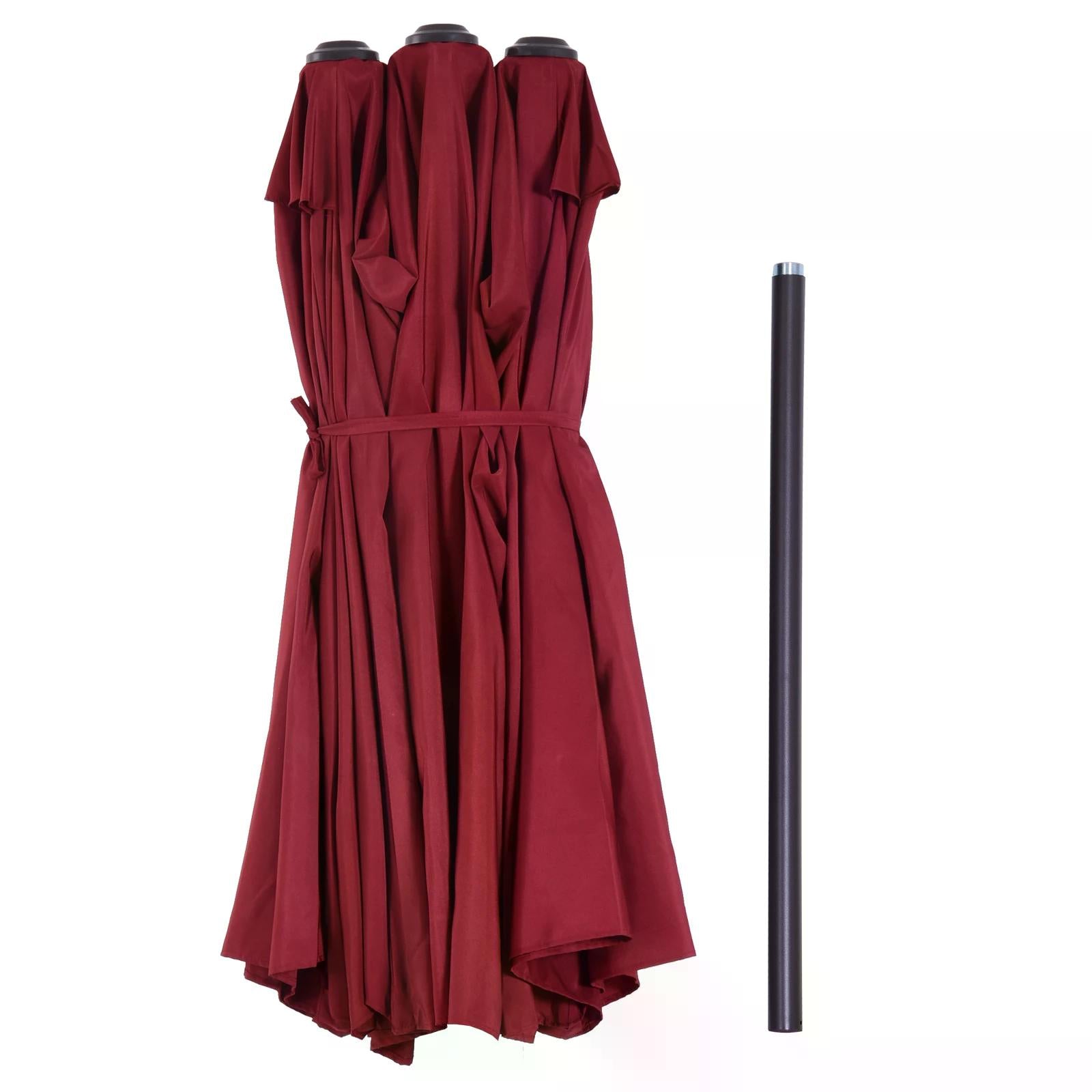 Double-Sided Patio Parasol Sun Umbrella 4.6m, Wine Red