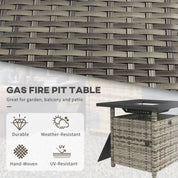 Fire Pit Table, 50,000 BTU, 72.5×72.5cm, Grey with Cover