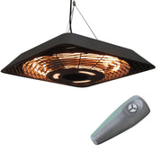 Electric Hanging Patio Heater 2000W Ceiling Mounted Halogen Heating Indoor Outdoor Remote Control Aluminium