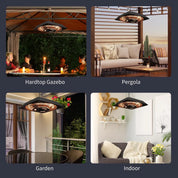 Electric Hanging Patio Heater 2000W Ceiling Mounted Halogen Heating Indoor Outdoor Remote Control Aluminium