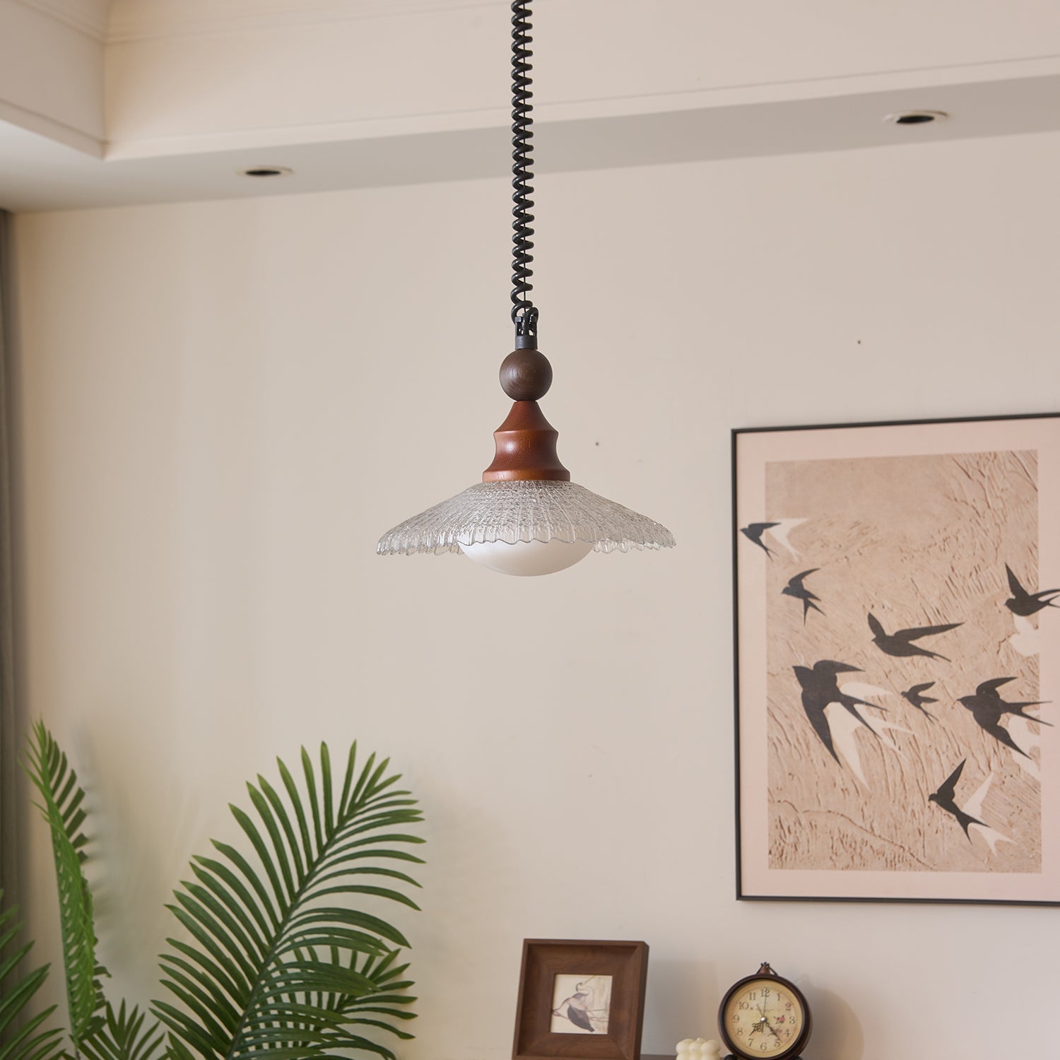 Pendant Light Wood & Glass - KOMETX | Ambient Glow