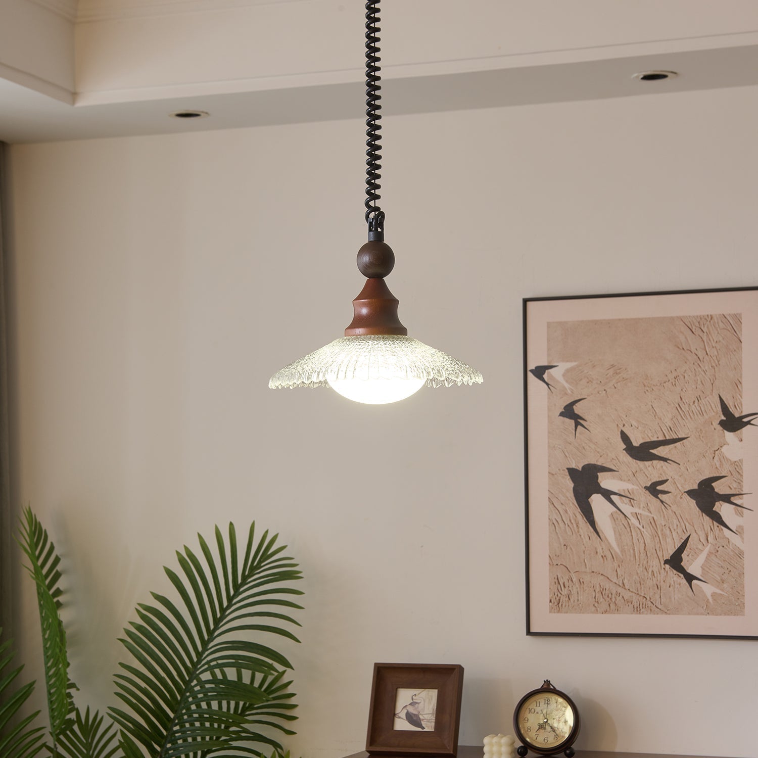 Pendant Light Wood & Glass - KOMETX | Ambient Glow