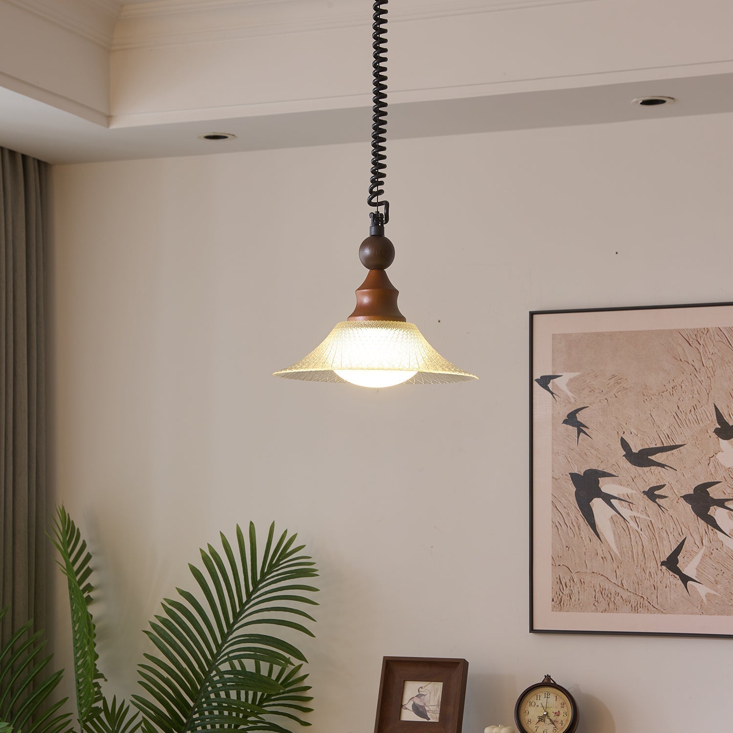 Pendant Light Wood & Glass - KOMETX | Ambient Glow