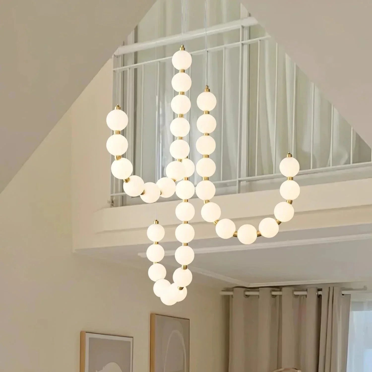 Chandelier White Pearl - GYRAXE | Elegant Lighting