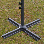 Double-Sided Sun Umbrella Canopy 4.6m Crank Shade with Cross Base, Khaki