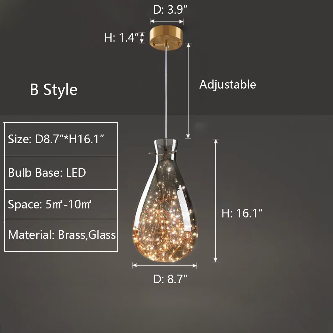 Pendant Light Gray Glass LED - VAULTX | Romantic Glow