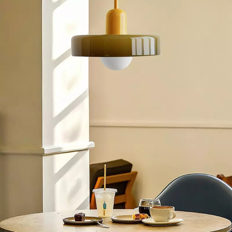 Pendant Light Green Glass Red - MODUSX | Bauhaus Style