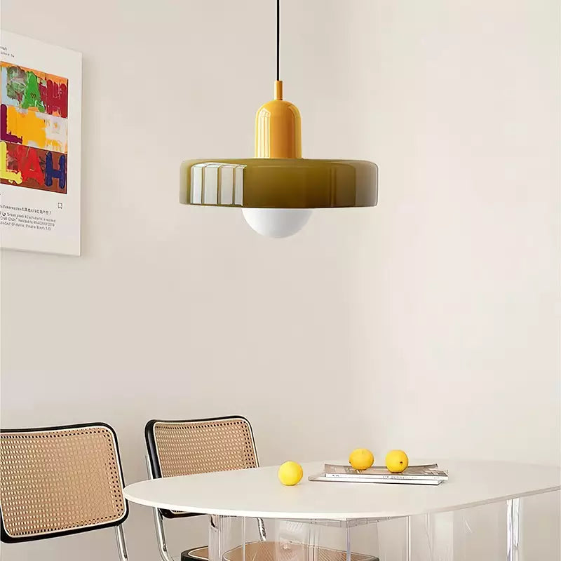 Pendant Light Green Glass Red - MODUSX | Bauhaus Style