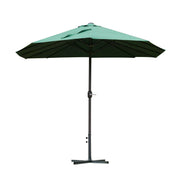 Double-Sided Sun Umbrella Canopy 4.6m Crank Shade with Cross Base, Dark Green