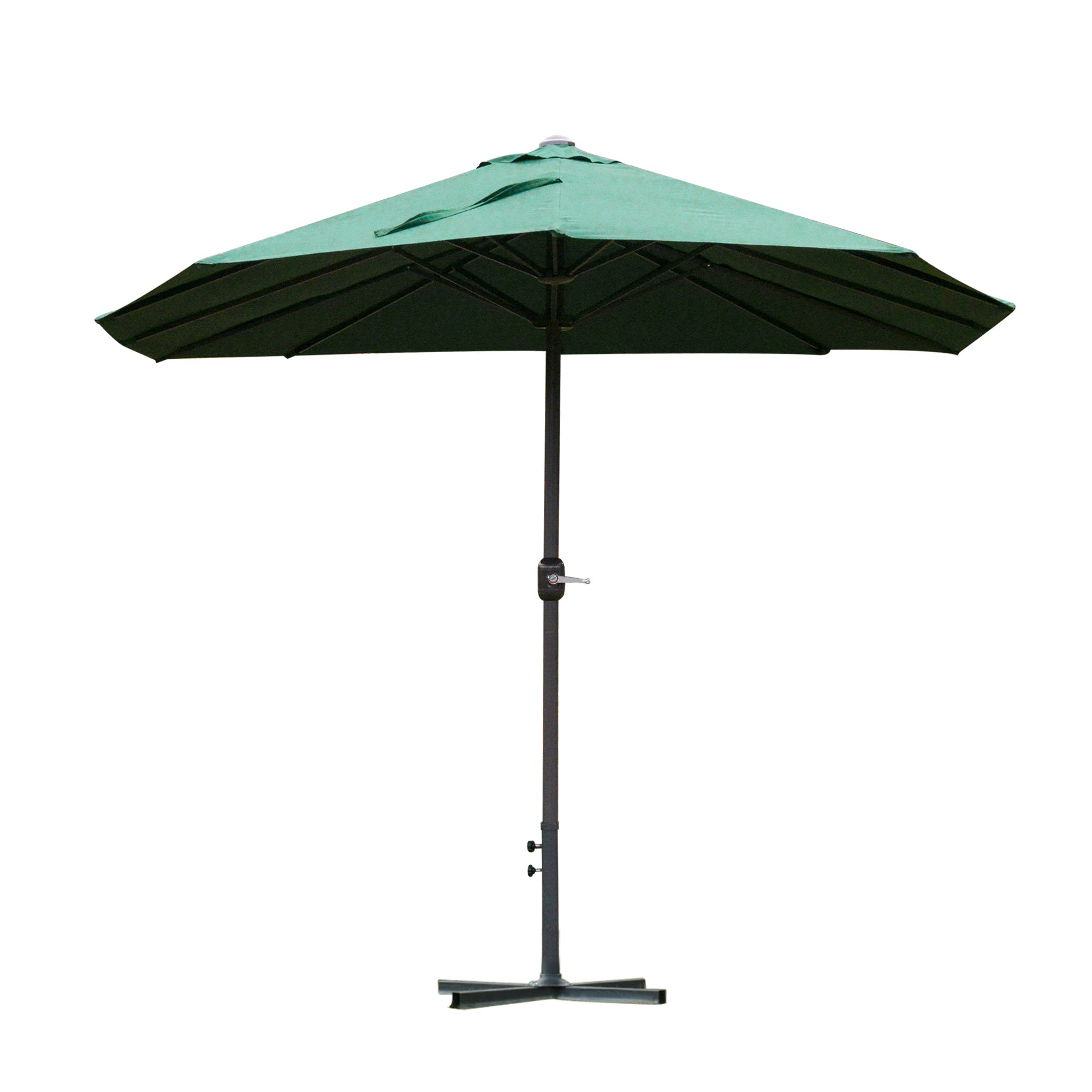 Double-Sided Sun Umbrella Canopy 4.6m Crank Shade with Cross Base, Dark Green
