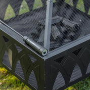 Fire Pit Outdoor, 66cm, Black, with Screen Cover and Poker for Patio Backyard Wood Burner Firepit Bowl