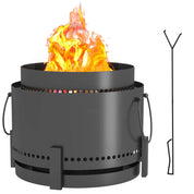 Smokeless Fire Pit Portable Wood Burning with Ash Catcher, 37cm, Dark Grey with Poker for Garden Camping Bonfire Party