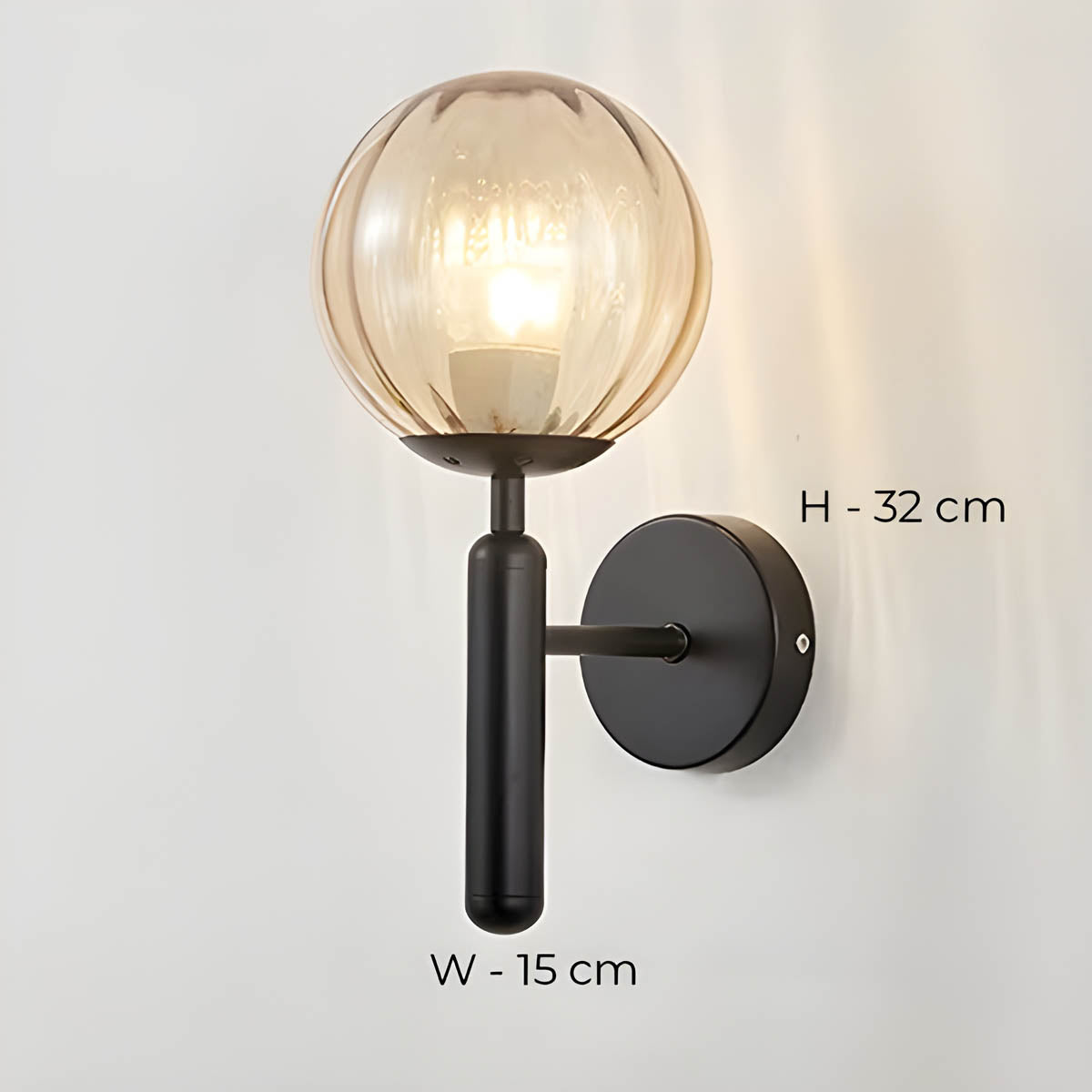 Wall Light Fluted Glass Black - Clair | Vintage Charm