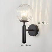 Wall Light Fluted Glass Black - Clair | Vintage Charm